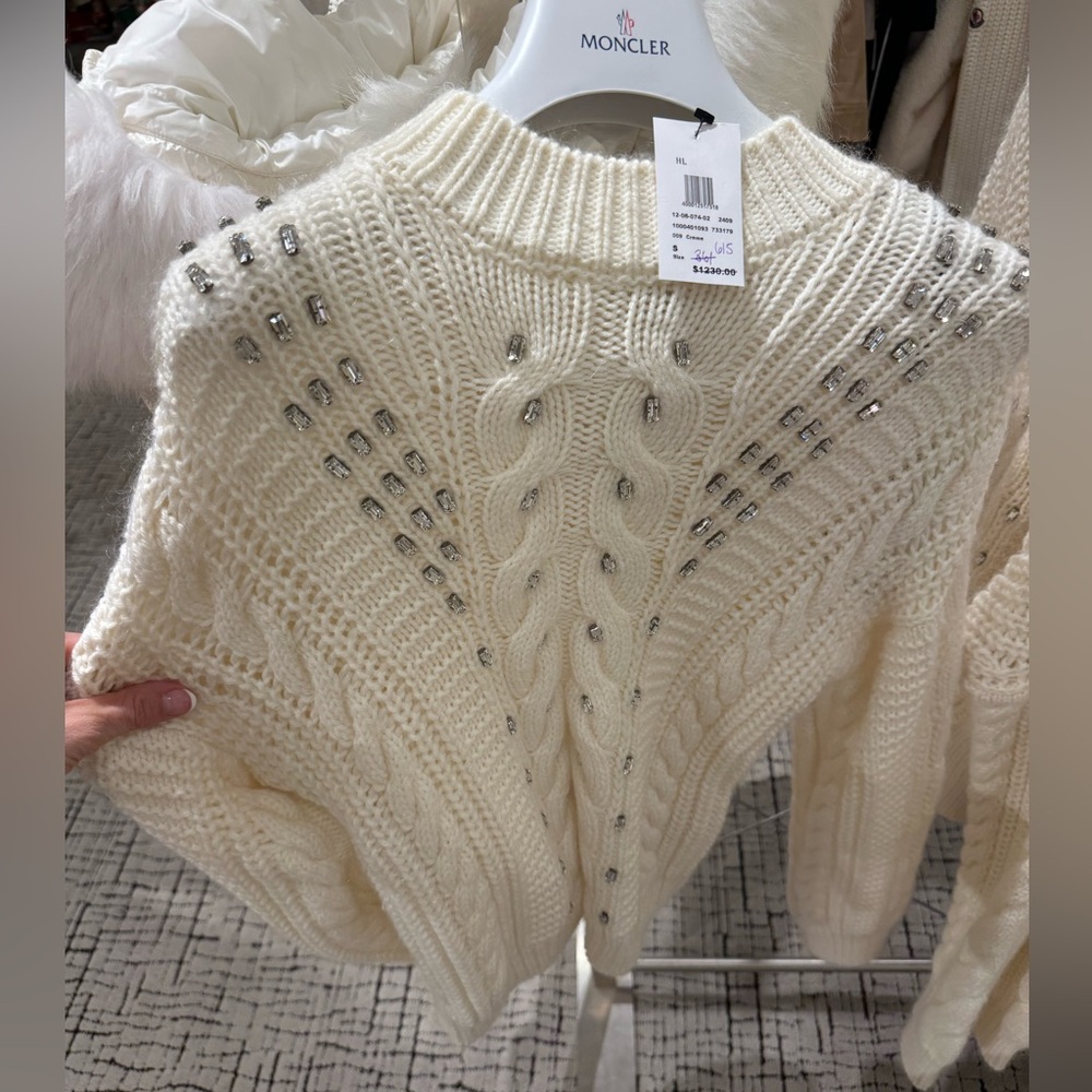 Like new Moncler Cream Sweater with Embellishments
